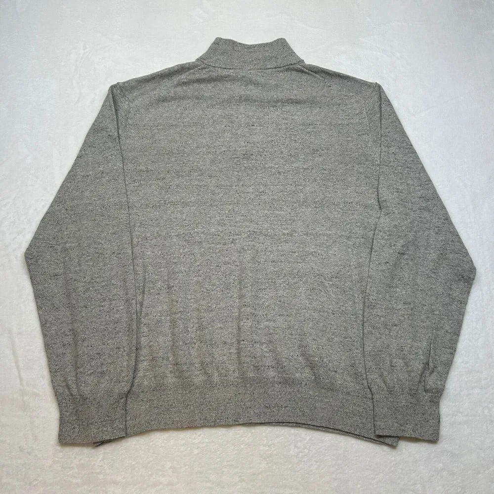 J Crew 1/4 Zip Sweater Mens XL‎ Grey Heather Cotton Long Sleeve Pullover